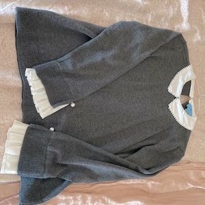 Grey business casual sweater with pearl details